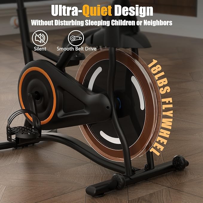 Hillhub Exercise Bike, Stationary Bikes for Home with Grip Pulse Sensor and Stepless Resistance Adjustment, Compact Indoor Cycling Bike with Tablet Mount, Compatible with Zwift & Kinomap