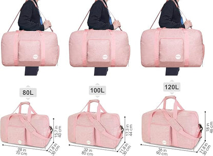 WANDF Foldable Travel Duffel Bag 60-120L Duffle Carry on for Women and Men