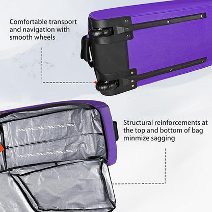 Goloni Ski Bag with Wheels,Padded Snowboard Bag for Air Travel,600D Waterproof Fabric,Foldable Snow Bag Fits 2 Pairs Skis