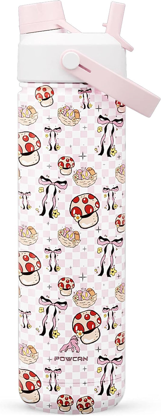 26 oz Insulated Water Bottle with 2-in-1 Straw and Spout Lid, Keep Cold 24H, Leak-Proof, Fits in Car Cup Holder, Stainless Steel Water Bottle for Sports, Travel, Gym, and School (Mushie Belle)