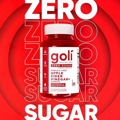 Goli Zero Sugar Apple Cider Vinegar Gummies - Vitamin B12, Probiotics to Address Bloating. No Artificial Sweeteners, No Sugar Alcohols. Vegan, Plant Based, Non-GMO, Gluten-Free & Gelatin Free. (3)