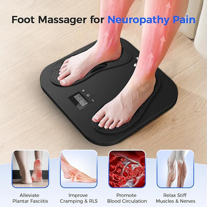 Foot Massager for Neuropathy, Rechargeable TENS EMS Foot Stimulator with 10 Modes 20 Intensities, Feet Circulation Stimulator for Neuropathy, Plantar Fasciitis, Gifts for Mom Dad