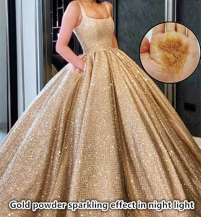 Go Ho Hair and Body Glitter Spray,Gold Glitter Spray Dry Powder Makeup for Clothes,Festival Loose Sparkle Powder,Holographic Ultra Fine Resin Glitters for Crafts,10g