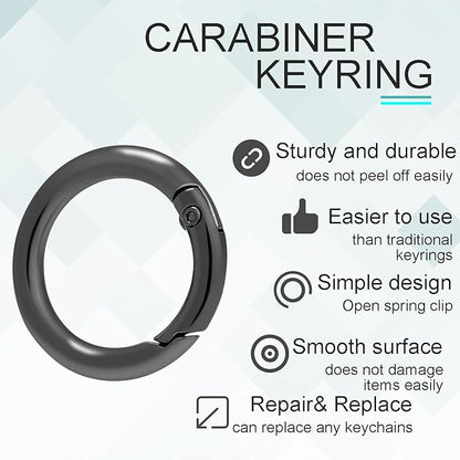 12 Pack Assorted Metal Round Carabiner Clip, 3/4 Inch Trigger Spring O Rings, Spring Snap Clip Hooks for Replacement Purse Strap Ring, Paracord Lanyard Clips, Keychain Rings Hardware DIY Crafts Making