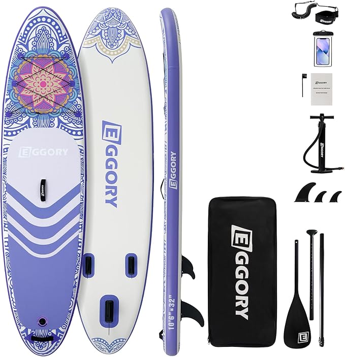 Inflatable Paddle Board,Stand Up Paddle Board Set, Extra Wide SUP Board with Removable Fin, Floating Paddle, Hand Pump, Waterproof Phone Pouch,Traveling Board