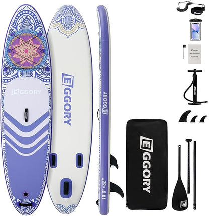 Inflatable Paddle Board,Stand Up Paddle Board Set, Extra Wide SUP Board with Removable Fin, Floating Paddle, Hand Pump, Waterproof Phone Pouch,Traveling Board