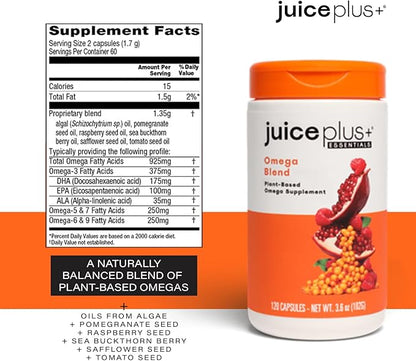 Juice Plus+ Fruit, Vegetable, Berry & Omega Blend Capsules - Nutrition from 30 Fruits, Vegetables & Berries + Plant-Based Omega Fatty Acids - 4 Bottles (60 Servings Each)