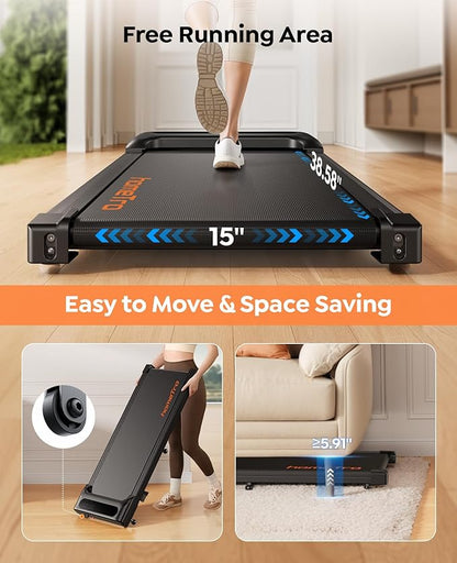 3.0HP Walking Pad with 9% Incline, 0.6-5 MPH, Compact & Portable Under Desk Treadmill for Home/Office, Maximum 265lbs Capacity, Remote, APP Control, for Jogging/Running, Assemble Free