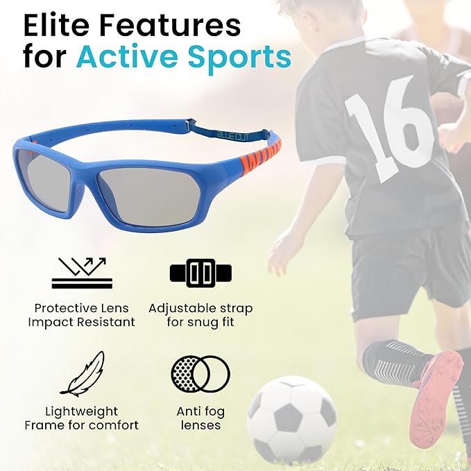 BLUE CUT Sports Protection Goggles, Photochromic Lenses Safety Glasses for Basketball, Pickleball and Outdoor Sports