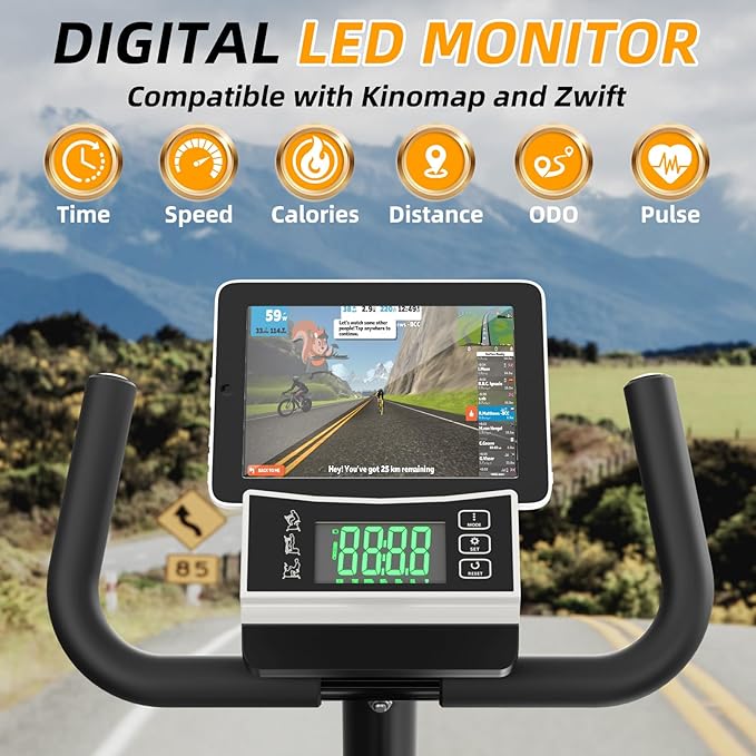 VANSWE Recumbent Exercise Bike, Recumbent Stationary Bikes for Home 400 LBS Weight Capacity, Exercise Bike for Home Seniors with Smart App and Bluetooth Connectivity, LED Display, Pulse Handle