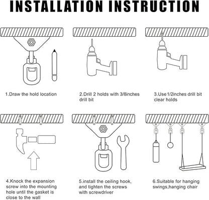 Heavy Duty Swing Hangers for Wooden Sets 2000 LB Capacity Hammock Hanger 360 Swivel Stainless Steel Swing Hardware Accessories 2 Packs for Porch Playground Yoga Heavy Bag