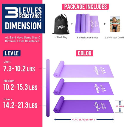 WALITO Resistance Bands for Working Out, Exercise Bands for Women and Men, Workout Bands for Physical Therapy, Stretch, Recovery, Pilates, Rehab, Strength Training and Home Gym