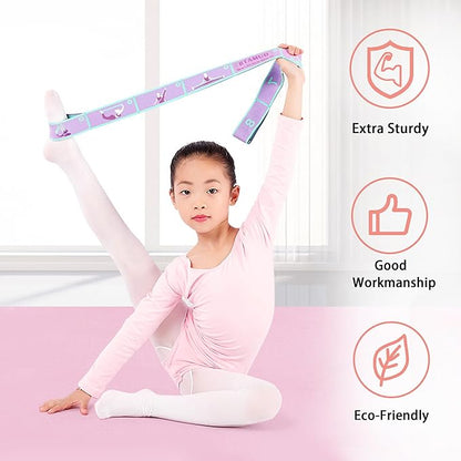 2 PCS Stretch Strap for Kids Dance Elastic Band for Children Gymnastics Stretching Strap Kids Stretching Bands Multi-Loop Adjustable Exercise Bands Stretching Resistance Ballet Bands -8 Loops