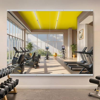 Home Gym Mirror - 60x40 Inch, 2PCS Frameless Tempered Glass Full Body Mirror for Wall Mount - Ideal for Yoga, Workout, Bedroom, Dance Studio (Silver)