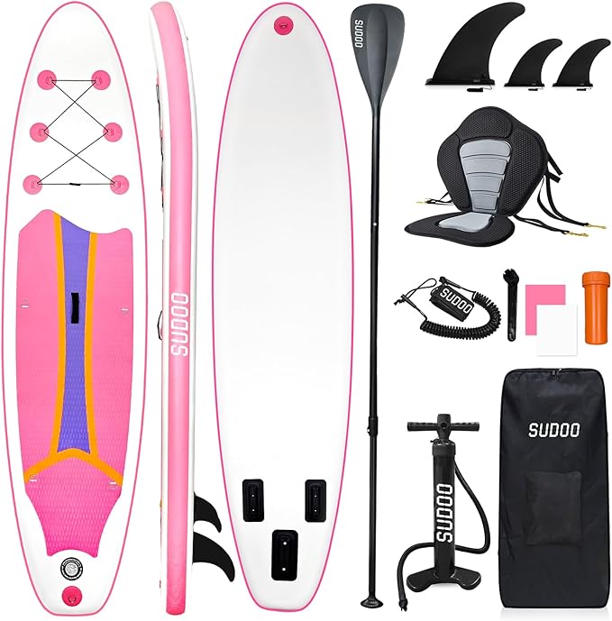 Inflatable Stand Up Paddle Board 10‘x30‘‘- Ultra-Light SUP with Backpack, Pump, Paddle, Coil Leash, 3 Fins, Repair Kit, Stable Design, Non-Slip EVA Deck for Adults & Youth