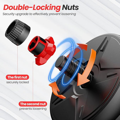 Adjustable dumbbell set,20/35/45/55/70/90lbs Free Weights set with upgraded nut, 4 in 1 Weight Set Used as Kettlebells, Barbell, Push up Stand, Fitness Exercise for Home Gym Suitable Men/Women