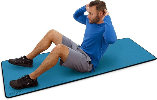 MICRODRY Deluxe Fitness Exercise Yoga Mat for Home & Gym, Extra Thick for High Impact Training, Multi Layered Skid Resistant Surface, Odor Neutralizing with Carrying Strap