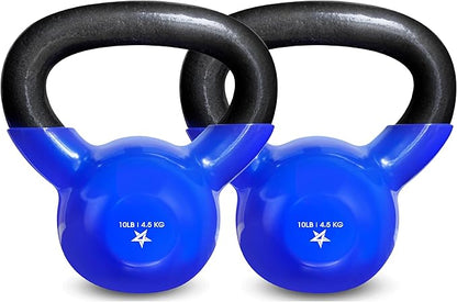Yes4All 5-100 LB Kettlebells Vinyl Coated Cast Iron for Dumbbell Weights Exercises, Gym, Fitness, Full Body Workout Equipment Push up, Grip and Strength Training
