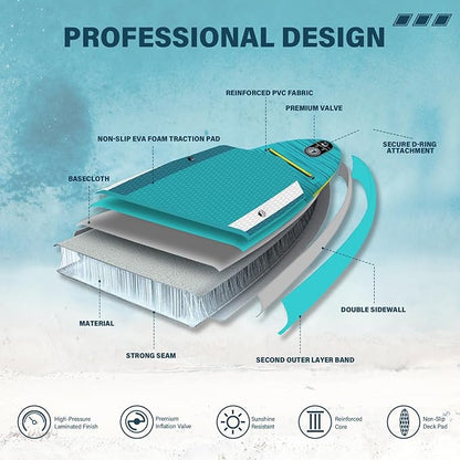 11'6"/11'/10' Inflatable Paddle Board with Complete Accessories, Versatile Premium Paddle Boards for Adults/Youth, Stand Up Paddle Board Polar/Wave/Sunny Wave Collection