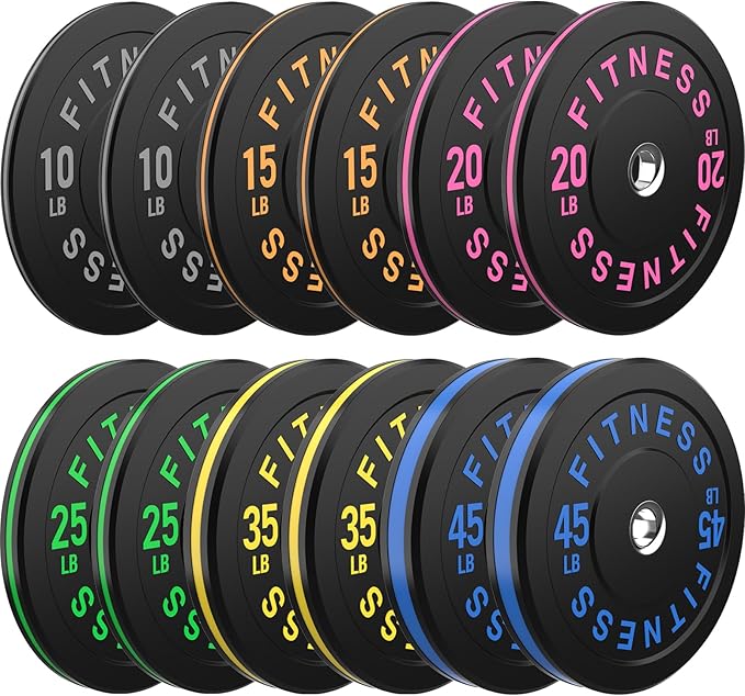 2 Inch Bumper Plates，10-500lbs，Barbell Rubber Olympic Weight Plates Set for Home Gym, Strength Training & Weight Lifting, Multiple Options Colors