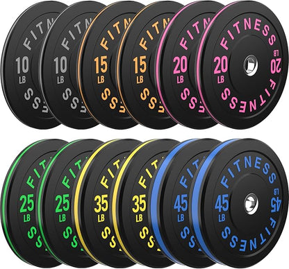 2 Inch Bumper Plates，10-500lbs，Barbell Rubber Olympic Weight Plates Set for Home Gym, Strength Training & Weight Lifting, Multiple Options Colors