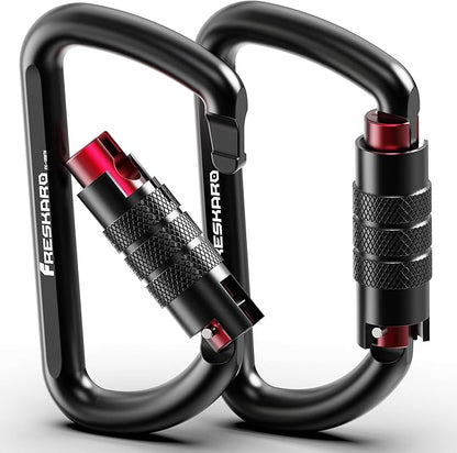 FresKaro 3inch 12kN-2698lbs Auto Locking Carabiner Clips, Solid D Shape, Heavy Duty 7075 Aluminum, Lightweight 1.09oz, Rust Proof, for Hammock, Hiking, Dog Leash, Keychain etc., Multi-Colors