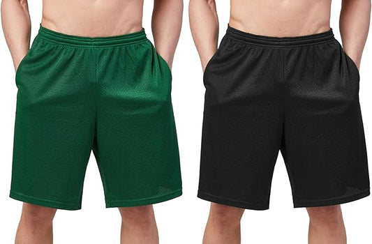 DEVOPS Men's 2-Pack Loose-Fit 10" Workout Gym Shorts with Pockets