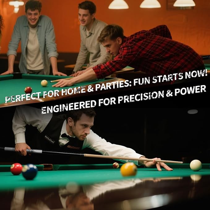 Kmise Professional Low-Deflection Pool Cue Stick, 58'' Canadian Hard Maple Wood Billiard Cue, 13mm Leather Tip, 3D Anti-Slip Grip, Precision Control for Adults/Beginners/Pros