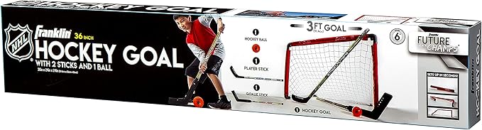 Franklin Sports 36" NHL Hockey Goal with 2 Sticks - Youth Hockey Goal and Stick Set - Official NHL Product