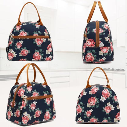 FlowFly Insulated Lunch Cooler Bag - Tote Bag Organizer for Women/Men, Rose