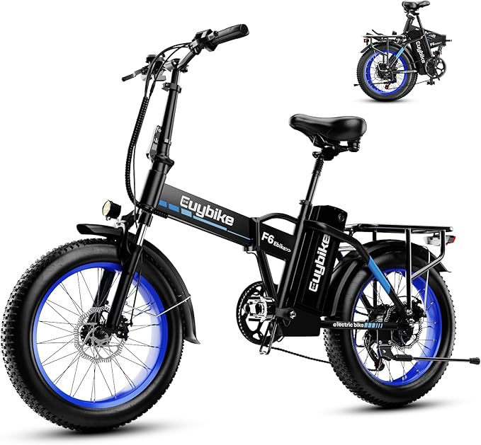 Foldable Electric Bike for Adults, 30+MPH, 48V 20Ah Removable Lithium Battery up to 80Miles, 20" Fat Tire 1000W Peak Motor Dirt Ebike Adult Electric Bicycle for Commute Beach Mountain E Bike