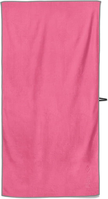 Flow Hydro Sport Towel - Microfiber Quick Dry Swimming Towels for Swim, Pool, Triathlon, and Other Water Sports in Medium, Large, Extra Large, and Hooded Sizes (Pink, Large (60" x 30"))