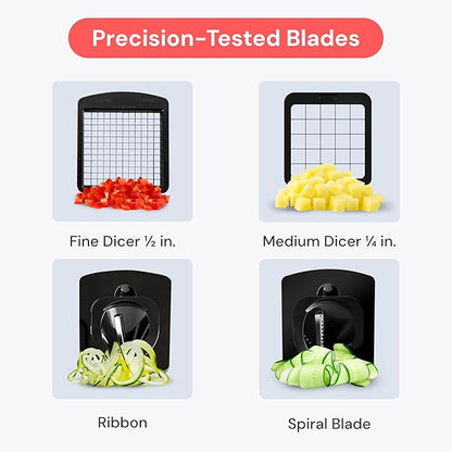 Fullstar The Original Pro Chopper - Vegetable Chopper and Spiralizer, Food Chopper with Container, Fruit Slicer, Kitchen Gadgets & Accessories, Home Essentials (4 in 1, White)