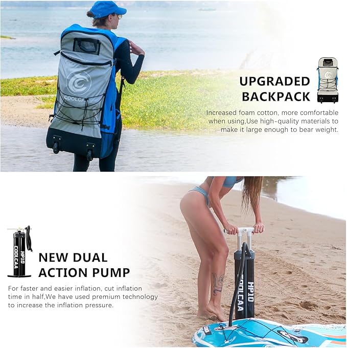 Inflatable Paddle Board, Stand Up Paddleboard with Premium SUP Accessories for Fishing & Yoga, 460lb Capacity, Non-Slip EVA Deck, Blow Up Paddle Boards for Adults & Beginner