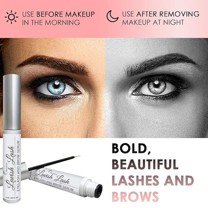 Hairgenics Lavish Lash – Eyelash Growth Enhancer & Brow Serum with Biotin & Natural Growth Peptides for Long, Thick Lashes and Eyebrows! Dermatologist Certified, Cruelty Free & Hypoallergenic.