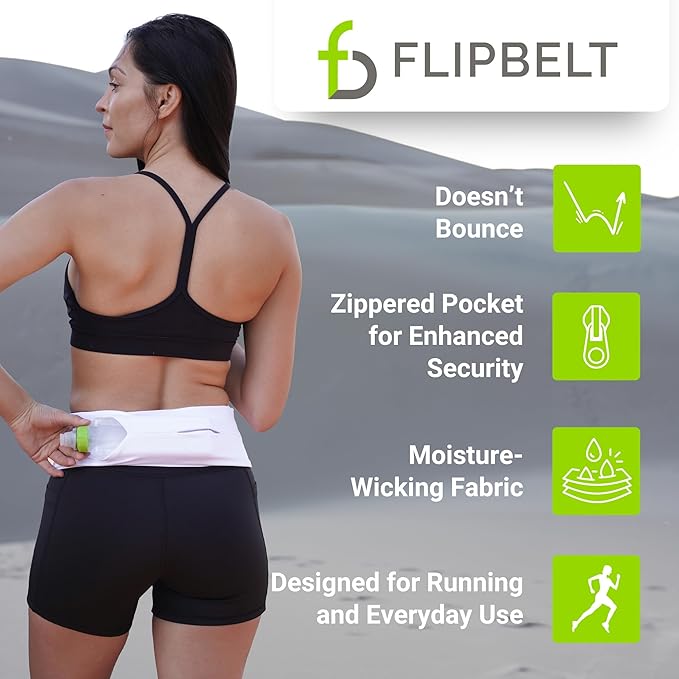 FlipBelt Zipper Running Belt, Waist Pack for Fitness and Running, US Company