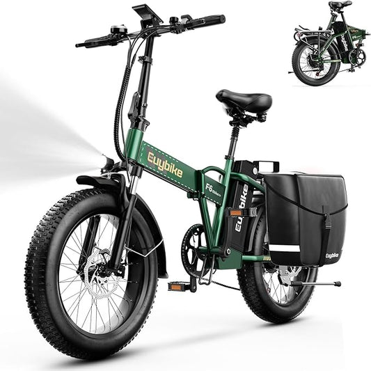 Foldable Electric Bike for Adults, 30+MPH, 48V 20Ah Removable Lithium Battery up to 80Miles, 20" Fat Tire 1000W Peak Motor Dirt Ebike Adult Electric Bicycle for Commute Beach Mountain E Bike