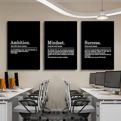 Inspirational Canvas Painting Wall Art -EPHANY ART - Mindset Quotes Prints, Motivational Wall Art Success Framed Entrepreneur Poster Positive Quotes Wall Poster for Home Office Workplace (M-3pcs,24x36inchx3pcs)