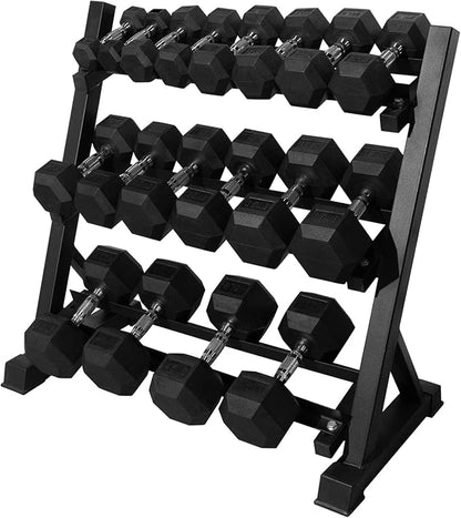 RITFIT 300/350/450/650/180/200/210 LB Rubber Hex Dumbbells Set with Optional Dumbbell Rack, Multi Weight Set to Choose, Ideal for Home Gym and Fitness
