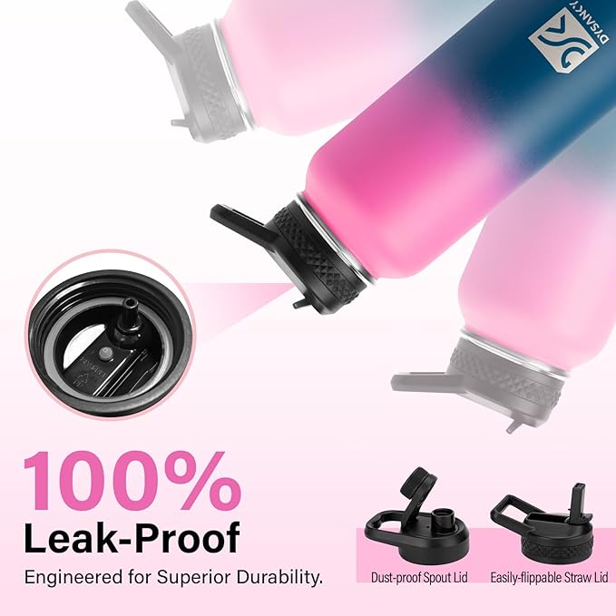 Insulated Water Bottle | Thickened Stainless Steel Vacuum Metal | Portable Sports Water Jug for Gym and Hiking with Straw, Carrier Bag, Handle Strap | BPA-Free 32 oz