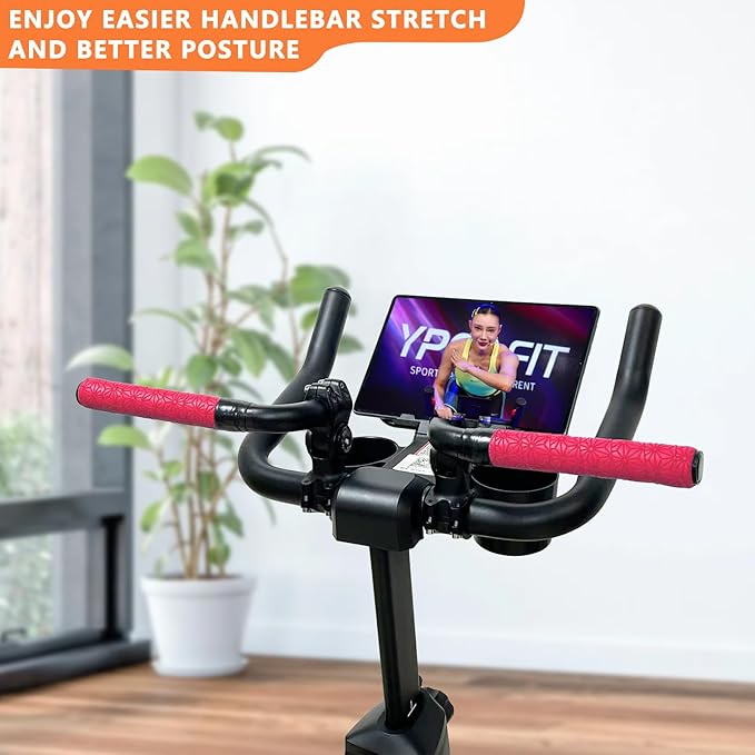 Handlebar Extender for Peloton Indoor Exercise Bikes, 1 Pair of Ultimate Handlebar Extension of Peloton Accessories (Bull-horn (with Red Tapes))