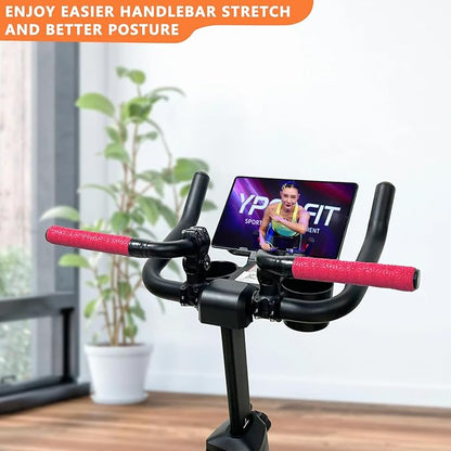 Handlebar Extender for Peloton Indoor Exercise Bikes, 1 Pair of Ultimate Handlebar Extension of Peloton Accessories (Bull-horn (with Red Tapes))