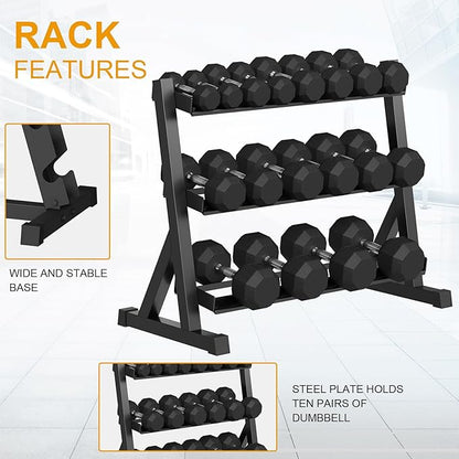 Rubber Coated Hex Dumbbell Weight Set, Multiple Sizes Exercise & Fitness Dumbbells,100LB Set,110LB Set,200LB,350LB,450LB,550LB, 35-50Lbs Pairs for Muscle Toning, Strength Building & Full Body Workout