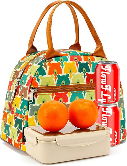 FlowFly Insulated Lunch Cooler Bag - Tote Bag Organizer for Women/Men, Bear