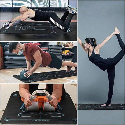 Non-Slip Workout Mat for Ab Roller Wheel, Exercise Mat with Storage Bag, 7mm Extra Thick Exercise Equipment Yoga Floor Mats Home & Gym Sound Insulation Protection Pads