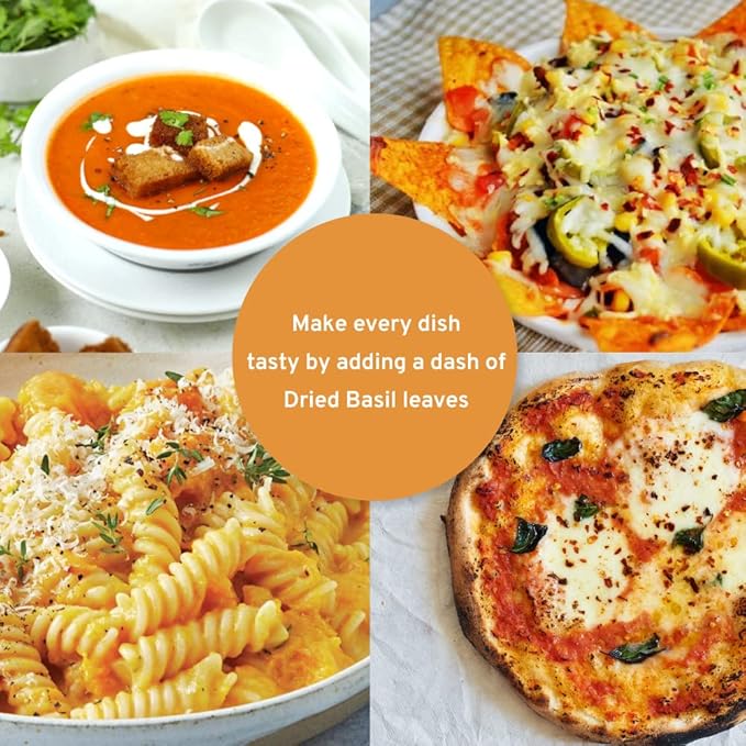 HANDPICK Dried Basil Leaves 40 Servings (100g/ 3.5oz) Non GMO, Gluten Free, 100% Raw Whole Tulsi Leaf, Sourced from India, Premium Quality, Packed in Resealable Ziplock Pouch