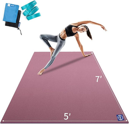 MRO Extra Large Yoga Mat, 12'x6'/9'x6'/7'x5'/6'x4' (9MM) Extra Wide and Thick Exercise Mats for Home Gym Workout, Non-Slip, Soft for Women and Men Fitness, Ideal for Barefoot Yoga, Pilates, stretching