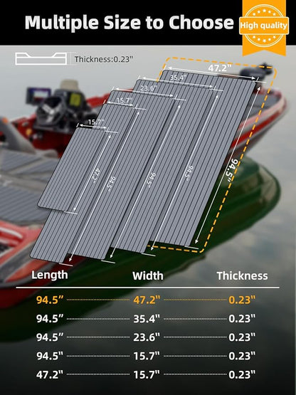 FOCEAN Boat Flooring EVA Foam Boat Decking Faux Teak Marine Flooring Boat Mat Boat Carpet Sheet for Motorboat RV Yacht Kayak Surfboard, 94.5"x 47.2"/35.4"/23.6"/15.7"