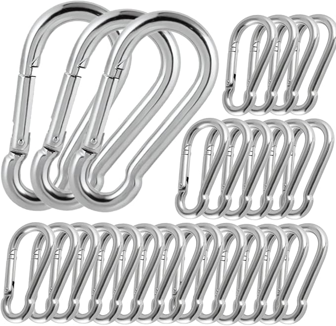 100Pack Heavy Duty Carabiner Clips, M8 5/16" Spring Snap Hooks 3Inch Zinc-Galvanized Steel Chain Clips Quick Links Safety Connector for Hammock Swing Fitness Gym Outdoor Supplies Boating