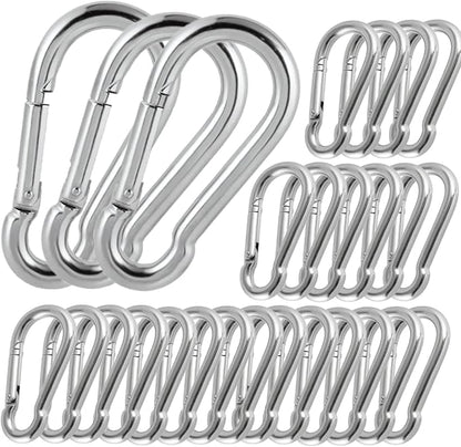100Pack Heavy Duty Carabiner Clips, M8 5/16" Spring Snap Hooks 3Inch Zinc-Galvanized Steel Chain Clips Quick Links Safety Connector for Hammock Swing Fitness Gym Outdoor Supplies Boating